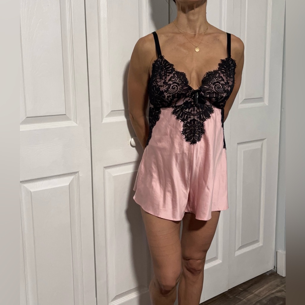 Soma Pink And Black Lace Chemise